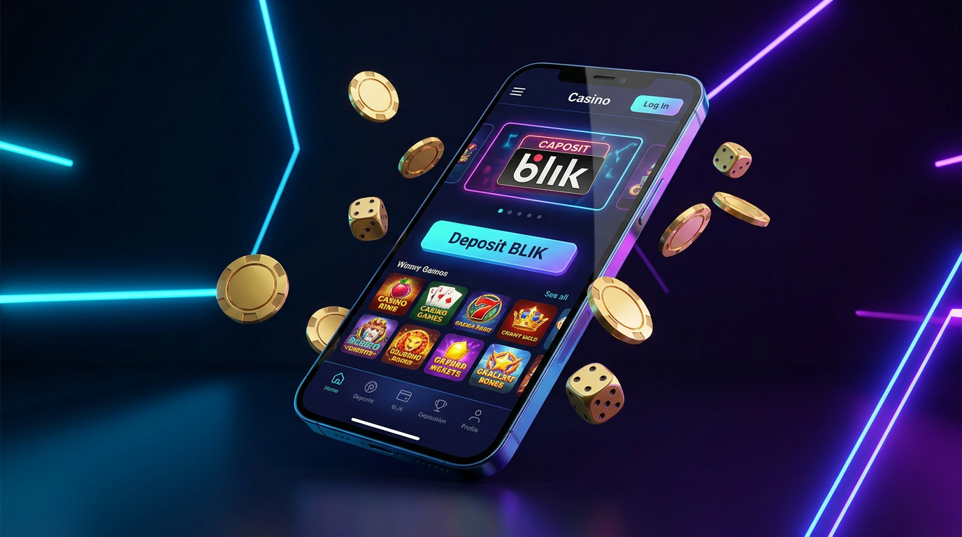 Nowoczesny smartfon z interfejsem kasyna online i opcją depozytu BLIK